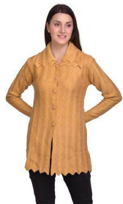 Shunit creation Solid V Neck Casual Women Brown Sweater