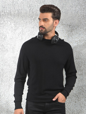 CRIMSOUNE CLUB Self Design Round Neck Casual Men Black Sweater