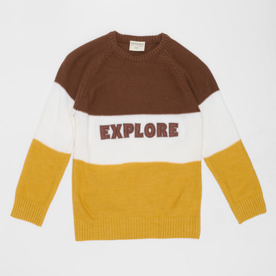 Pantaloons Junior Colorblock Round Neck Casual Boys Yellow Sweater