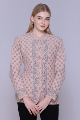 FASHIONLOOK Woven Round Neck Casual Women Pink Sweater