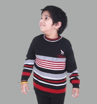 GTwo Woven Round Neck Casual Baby Boys Black Sweater