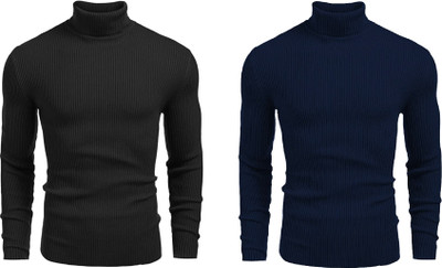 FASHLOOK Striped High Neck Casual Men Multicolor Sweater