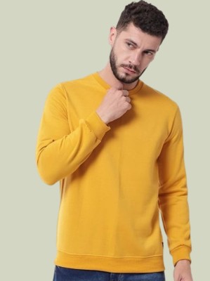 ZAKOD Solid Round Neck Casual Men Yellow Sweater