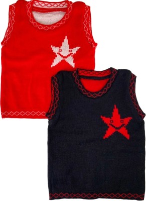 Hengers of Style Woven Round Neck Casual Baby Boys & Baby Girls Red, Black Sweater