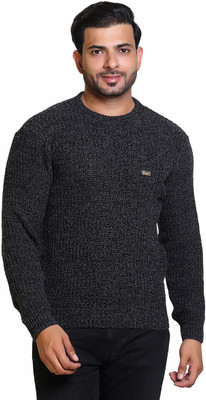 Grand Line Self Design Round Neck Casual Men Grey Sweater