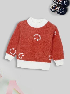 V-MART Printed Round Neck Casual Baby Boys & Baby Girls Red, Red Sweater