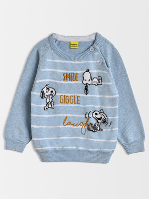 Mi Arcus Printed Round Neck Casual Boys & Girls Blue Sweater