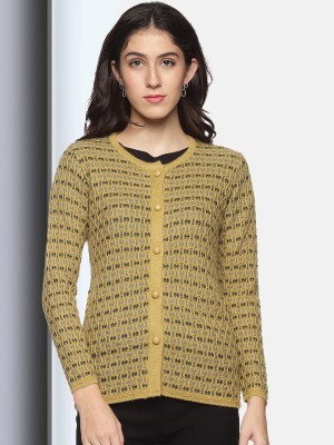 CLAPTON Embroidered Round Neck Casual Women Yellow Sweater