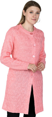 lady willington Self Design Round Neck Casual Women Pink Sweater