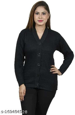 Speech Solid V Neck Casual Women Brown Sweater