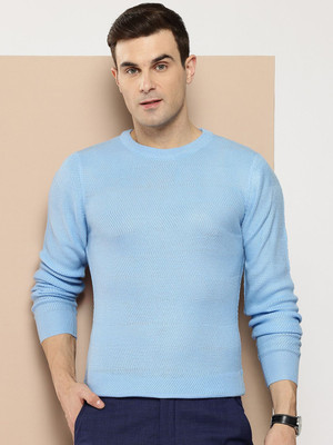 INVICTUS Self Design Round Neck Casual Men Blue Sweater