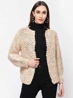 513 Self Design Round Neck Casual Women Beige Sweater