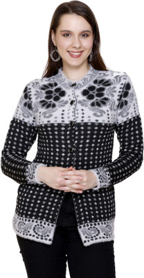 HITTIKA Self Design Round Neck Casual Women Black Sweater