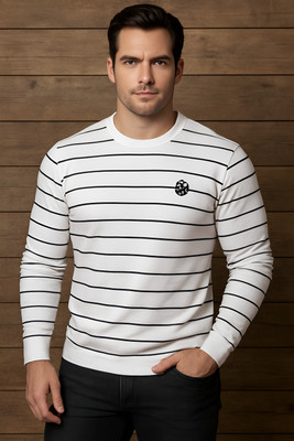 Garimaknitwear Self Design High Neck Casual Men White Sweater