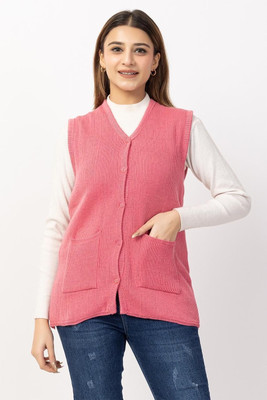 avtar Solid V Neck Party Women Pink Sweater