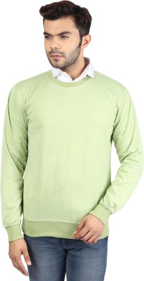 RiverHill Solid Round Neck Casual Men Green Sweater