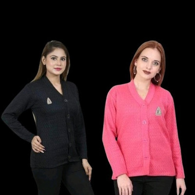 LUXURIOUS DESIGN Woven V Neck Casual Women Multicolor Sweater
