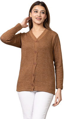 hifzaa Self Design V Neck Casual Women Multicolor Sweater