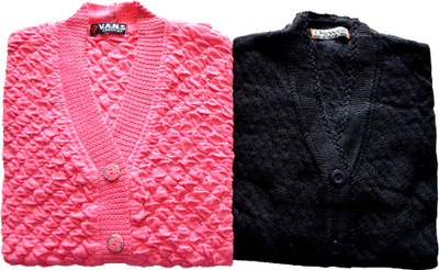 Shunit creation Solid V Neck Formal Women Pink, Black Sweater