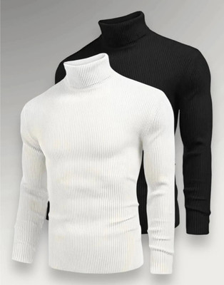 Jalapeno Solid High Neck Casual Men Multicolor Sweater