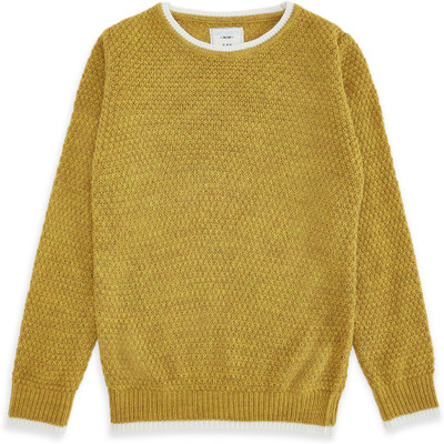 Pantaloons Junior Solid Round Neck Casual Boys Yellow Sweater