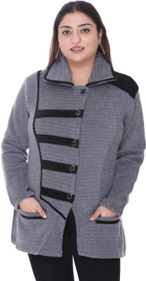 PIPASA WOMEN Striped Collared Neck Casual Women Grey Sweater
