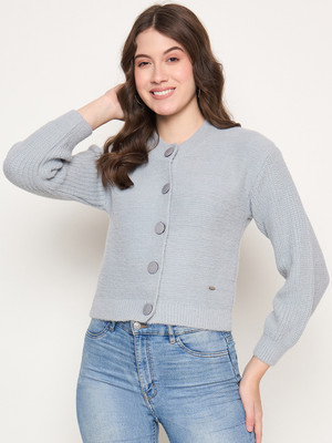 DUKE Self Design Round Neck Casual Women Grey Sweater