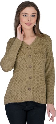 lady willington Self Design V Neck Party Women Brown Sweater