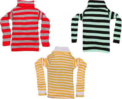 MTI FASHIONS Striped High Neck Casual Baby Boys Multicolor Sweater