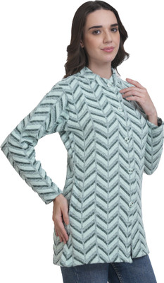 manra Striped Mandarin Neck Casual Women Grey Sweater