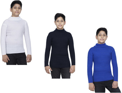 IndiWeaves Solid High Neck Casual Baby Boys Multicolor Sweater