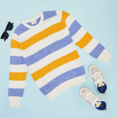 Pantaloons Junior Solid Round Neck Casual Boys Pink Sweater