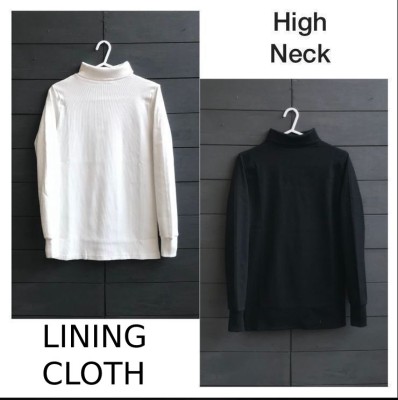 nikline Solid High Neck Casual Men Black, White Sweater