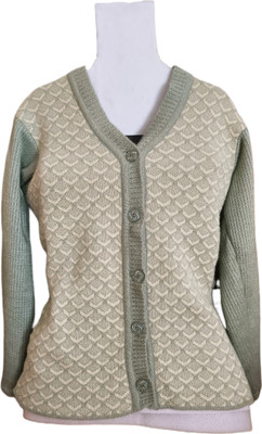 Hatke Collections Woven V Neck Casual Women Green Sweater