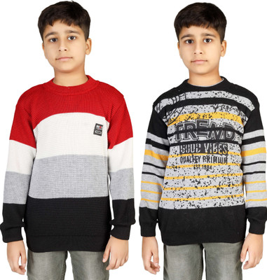 BADOS Colorblock Round Neck Casual Boys Multicolor Sweater