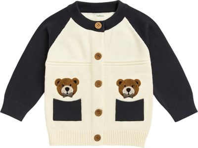 KIdbea Colorblock Round Neck Casual Baby Girls Black Sweater