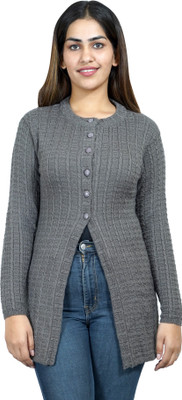 Ogarti Woven Round Neck Casual Women Grey Sweater