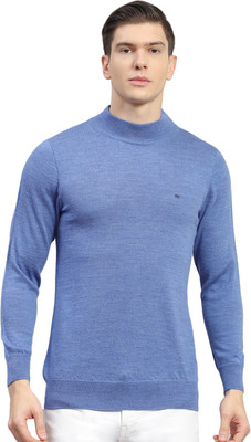 MONTE CARLO Solid High Neck Casual Men Blue Sweater