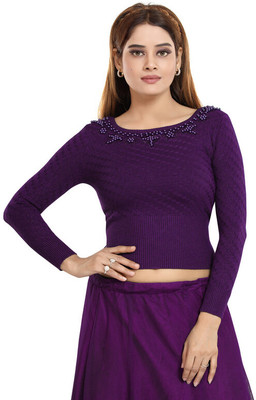 Mallinath Solid Round Neck Casual Women Purple Sweater