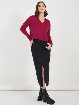 Roadster Solid Cowl Neck Casual Men Pink Sweater