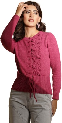 GLOBAL REPUBLIC Solid Round Neck Casual Women Pink Sweater