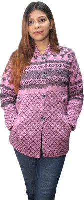 Hautemoda Solid Collared Neck Casual Women Pink Sweater