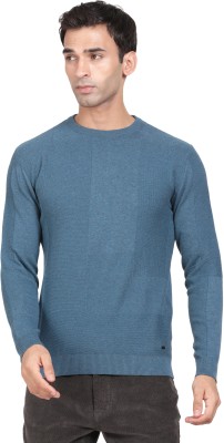 t-base Solid Crew Neck Casual Men Blue Sweater