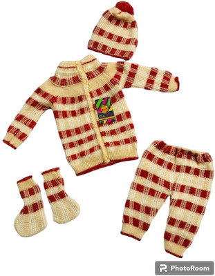 Taarishii Floral Print Collared Neck Casual Baby Boys & Baby Girls Red Sweater