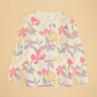 Pantaloons Junior Printed Round Neck Casual Girls Multicolor Sweater