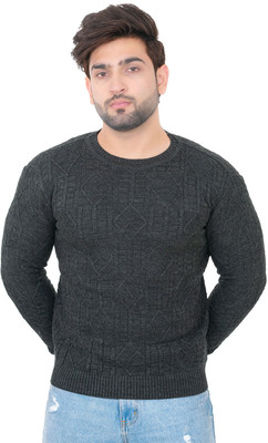 Dartline Solid High Neck Casual Men Grey Sweater