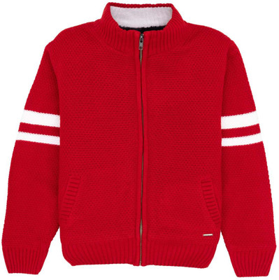 Status Quo Solid Turtle Neck Casual Boys Red Sweater