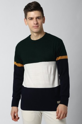 PETER ENGLAND Colorblock Crew Neck Casual Men Black Sweater