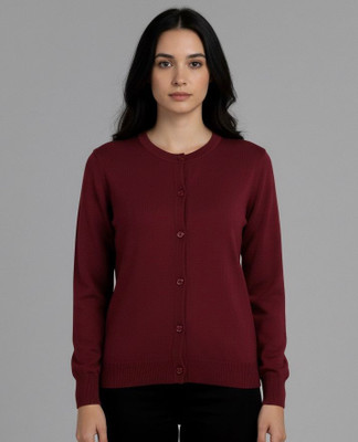 fayoon Solid Round Neck Casual Women White Sweater