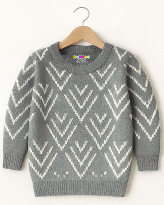 Kuchipoo Solid Round Neck Casual Boys Grey Sweater